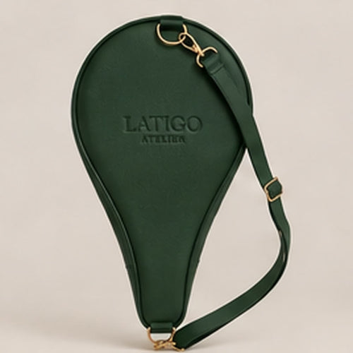 Verde padel racket cover in forest green vegan leather