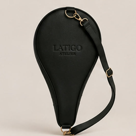 Nero padel racket cover in onyx black vegan leather